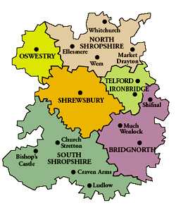 Map showing area covered by our fitters in the Shropshire area